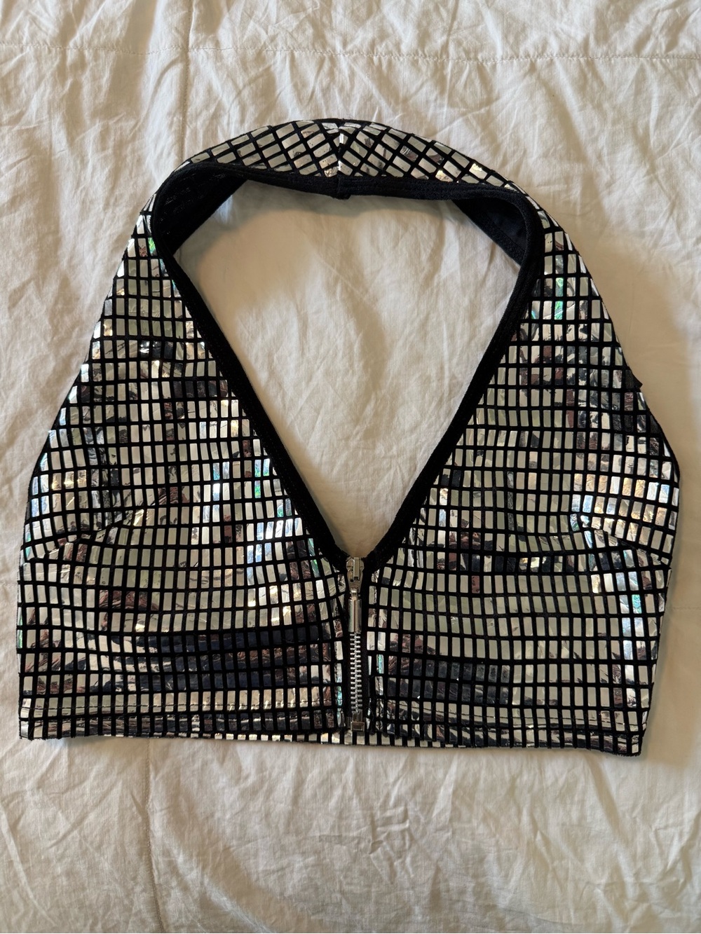 VINTAGE 1999 1st SAMPLE LIP SERVICE SILVER MIRROR HALTER TOP